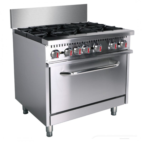 ESTUFA A GAS TORREY 6 QUEMADORES CON HORNO A. INOX 430