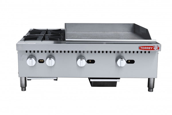 PLANCHA Y PARRILLA A GAS DOS QUEMADORES TORREY A. INOX 430